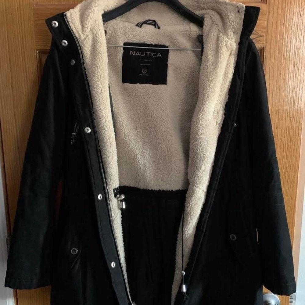 Girls jacket with hat used Sz M Nautica